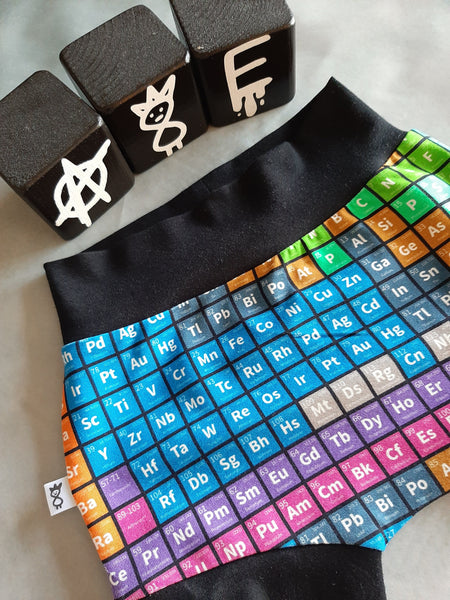 In Stock Periodic Table bummies/baby shorts 9-12m A8E