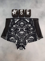 In Stock Skull n Mothbones High Waisted Retro Mesh Panelled Booty Shorts size S -- 355845016777