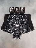 In Stock Skull n Mothbones High Waisted Retro Mesh Panelled Booty Shorts size S -- 355845016777