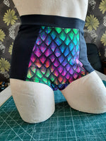 In Stock Rainbow Dragonscale High Waisted Retro Panelled Booty Shorts size S -- 355844981513