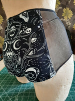 In Stock Skull n Mothbones High Waisted Retro Mesh Panelled Booty Shorts size S -- 355845016777