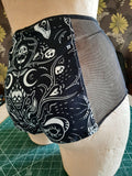 In Stock Skull n Mothbones High Waisted Retro Mesh Panelled Booty Shorts size S -- 355845016777