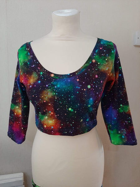 In Stock Rainbow Galaxy Cropped 3/4 Sleeve Tshirt - S -- 296551169695