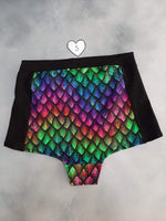 In Stock Rainbow Dragonscale High Waisted Retro Panelled Booty Shorts size S -- 355844981513