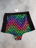 In Stock Rainbow Dragonscale High Waisted Retro Panelled Booty Shorts size S -- 355844981513