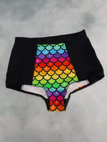 In Stock Rainbow Mermaid High Waisted Retro Booty Shorts M or L -- 296531202488