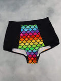 In Stock Rainbow Mermaid High Waisted Retro Booty Shorts M or L -- 296531202488
