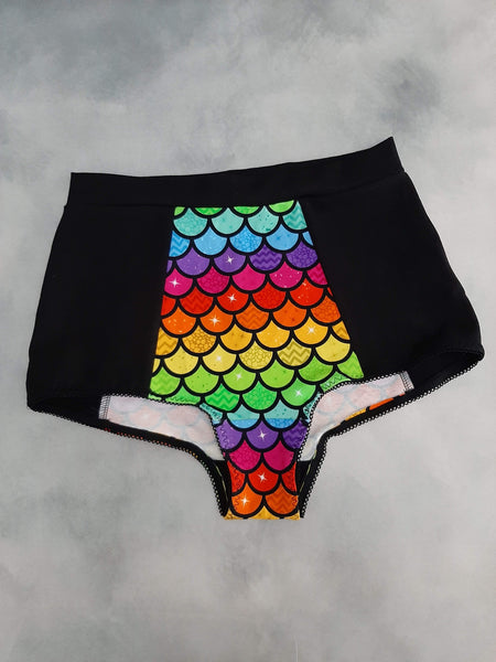 In Stock Rainbow Mermaid High Waisted Retro Booty Shorts M or L -- 296531202488