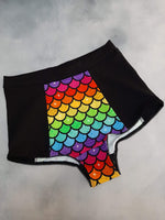 In Stock Rainbow Mermaid High Waisted Retro Booty Shorts M or L -- 296531202488