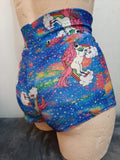 In Stock High Waist Lycra Hotpants - Rainbow Unicorns - S -- 296560231115