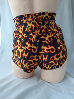 In Stock High Waist Lycra Hotpants - Flames - S -- 296562267569