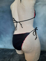 In Stock Reversible Triangle String Bikini Pink/Black Polkadot XS-M -- 296562380734