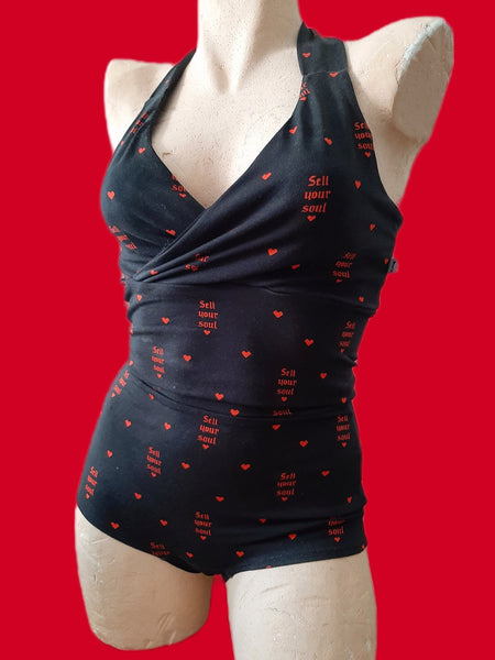 In Stock Sell Your Soul retro bralette/booty shorts set - S - Original sample