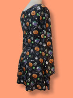 In Stock Long Sleeve Mini Skater Dress - S - Creepy Candy -- 355822171630
