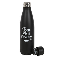 Black Metal Water Bottle - Bat Shit Crazy (Hot/Cold drinks)