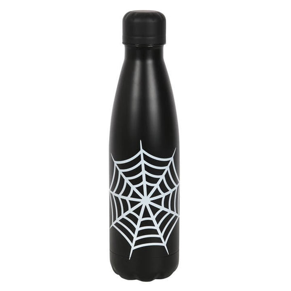 Black Metal Water Bottle - Spiderweb (Hot/Cold drinks)