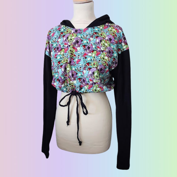 In Stock - Zombie Heads Cropped Bubble Hoodie - Size Small/S - #4330144113