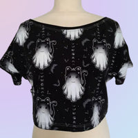 In Stock Cat Ghost Boxy Dolman Crop Tee - S - 1811920367