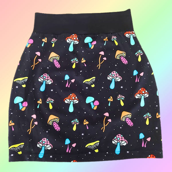In Stock - Neon Mushrooms Print Mini Skirt - XS -- 4337036033