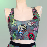 In Stock Reversible 4 Way Crop Top - Alice in Zombieland/Mono Stripe - S -- 4337498615