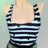 In Stock Reversible 4 Way Crop Top - Alice in Zombieland/Mono Stripe - S -- 4337498615