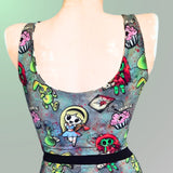 In Stock Reversible 4 Way Crop Top - Alice in Zombieland/Mono Stripe - S -- 4337498615