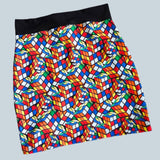 In Stock - Rubik's Cube Print Mini Skirt - M -- 4472829383