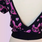 Custom Print Low Cross-Back Dolman Crop Top XXS-3XL