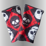 In Stock Fleece Lined Fingerless Gloves - Argyle Skull