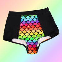 In Stock Rainbow Mermaid High Waisted Retro Booty Shorts M or L -- 3213333429