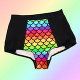 In Stock Rainbow Mermaid High Waisted Retro Booty Shorts M or L -- 3213333429