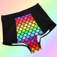 In Stock Rainbow Mermaid High Waisted Retro Booty Shorts M or L -- 3213333429