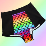 In Stock Rainbow Mermaid High Waisted Retro Booty Shorts M or L -- 3213333429