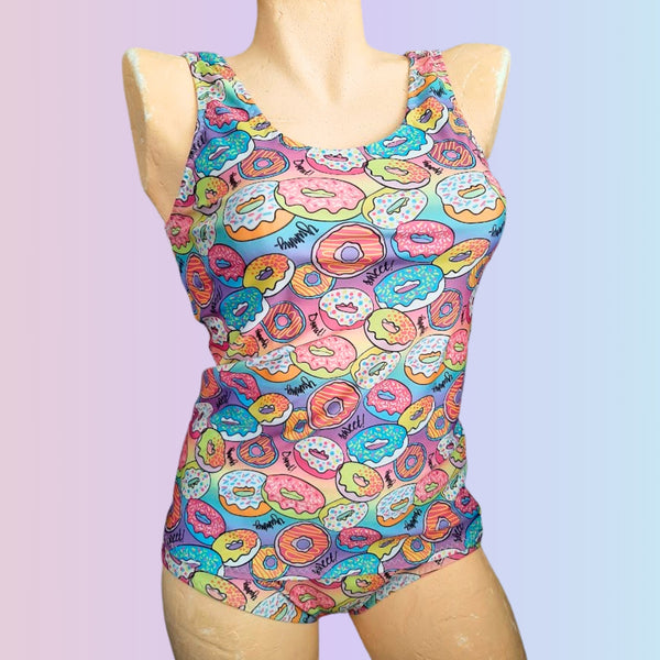 In Stock Donuts Longline & High Waist Tankini/Bikini Set - S -- 4337477701