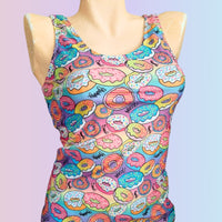 In Stock Donuts Longline & High Waist Tankini/Bikini Set - S -- 4337477701