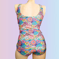 In Stock Donuts Longline & High Waist Tankini/Bikini Set - S -- 4337477701