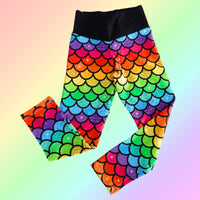In Stock Rainbow Mermaid leggings 2-3y Pickle & Bean