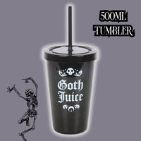 Goth Juice Tumbler – 500ml Gothic Reusable Straw Cup for Cold Drinks