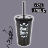 Goth Juice Tumbler – 500ml Gothic Reusable Straw Cup for Cold Drinks
