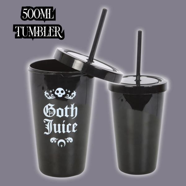 Goth Juice Tumbler – 500ml Gothic Reusable Straw Cup for Cold Drinks