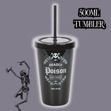 Deadly Poison Gothic Tumbler – 500ml Reusable Straw Cup for Cold Drinks