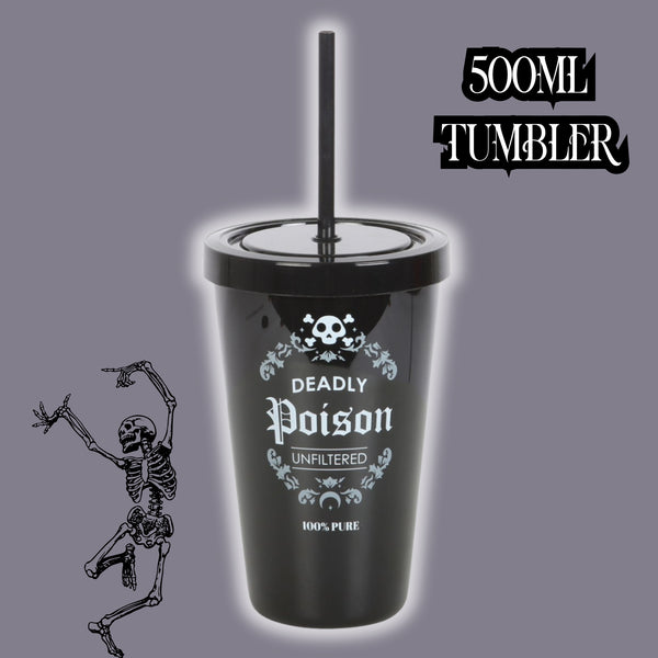 Deadly Poison Gothic Tumbler – 500ml Reusable Straw Cup for Cold Drinks