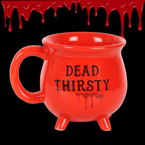 "Dead Thirsty" Red Cauldron Horror Themed Mug