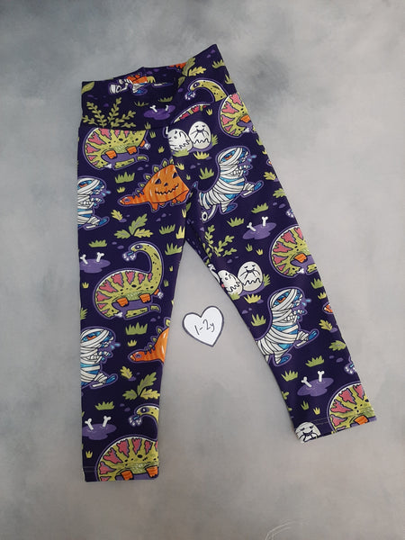 In Stock Halloween Dino leggings 1-2y A8E